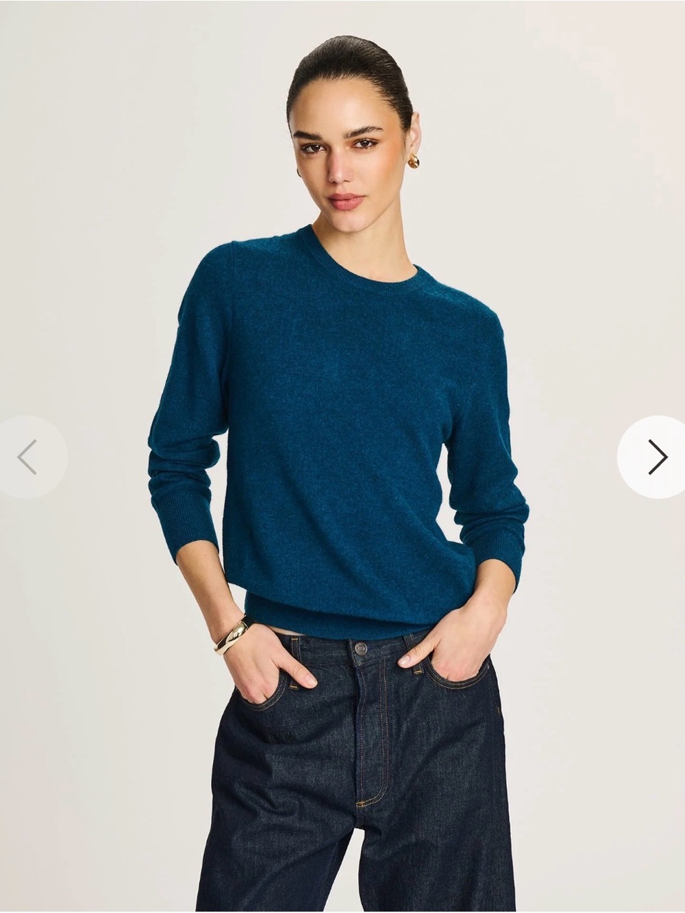 NAADAM The Original 100% Cashmere Crewneck Sweater in Peacock Blue M